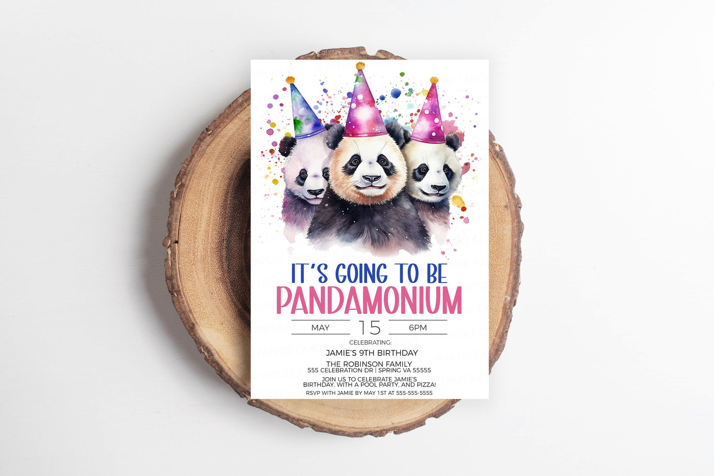 Panda Invitation, Panda Party Invite, Pandamonium Birthday Party, Let's Pawty, Calling All Pawty Animals, Editable Printable Template