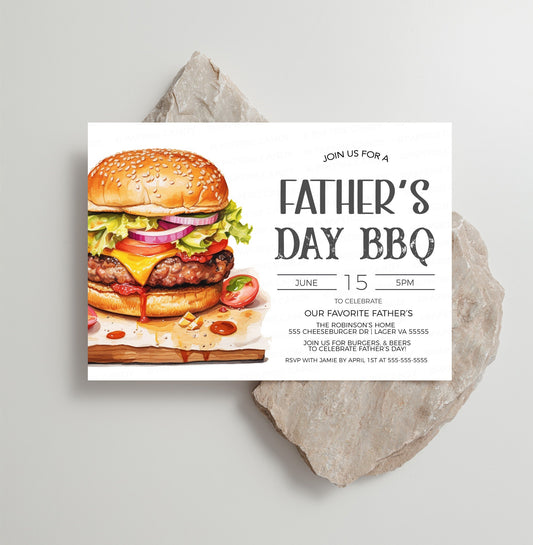 Father's Day Invitation, Fathers Day Invite, Father's Day BBQ, Fathers Day Lunch Dinner Party Celebration, Editable Template Printable