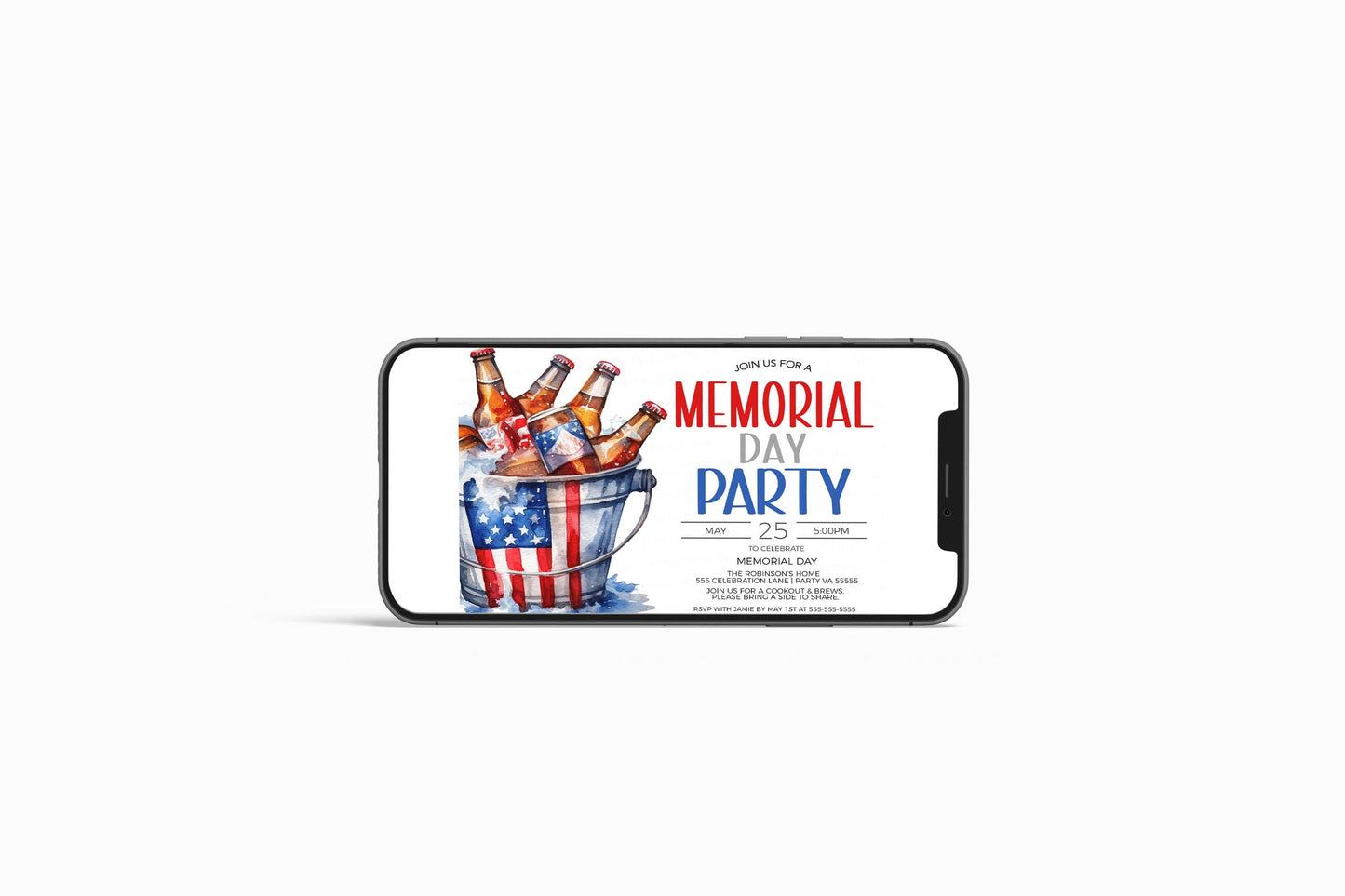 Memorial Day Party Invitation, Memorial Day Invite, Memorial Day Cookout, Burgers & Beer, Brunch Lunch Dinner, Editable Printable Template