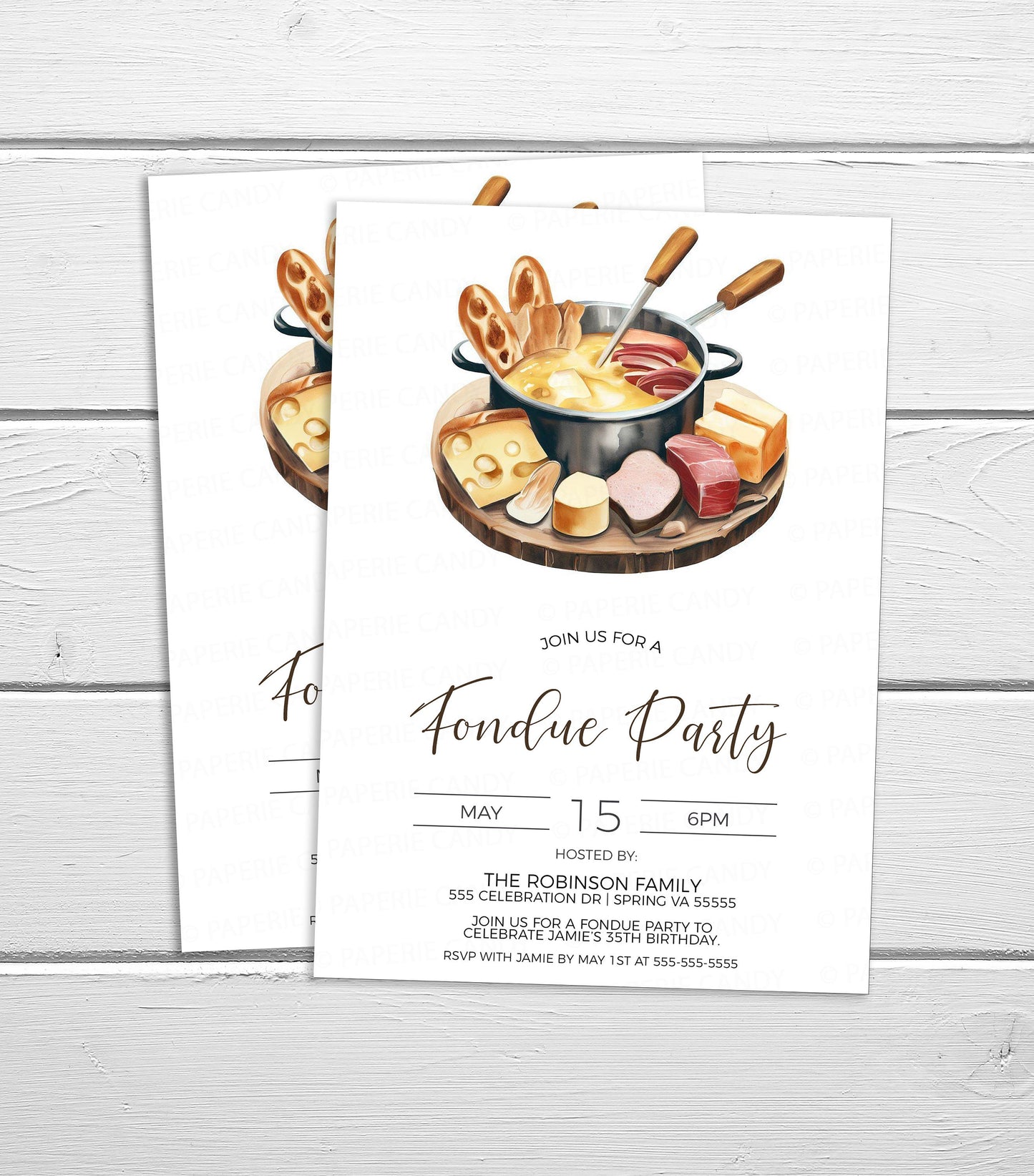 Fondue Invitation, Fondue Party Invite, Fondue Birthday Celebration, Fondue Shower, Employee Staff Appreciation, Editable Template