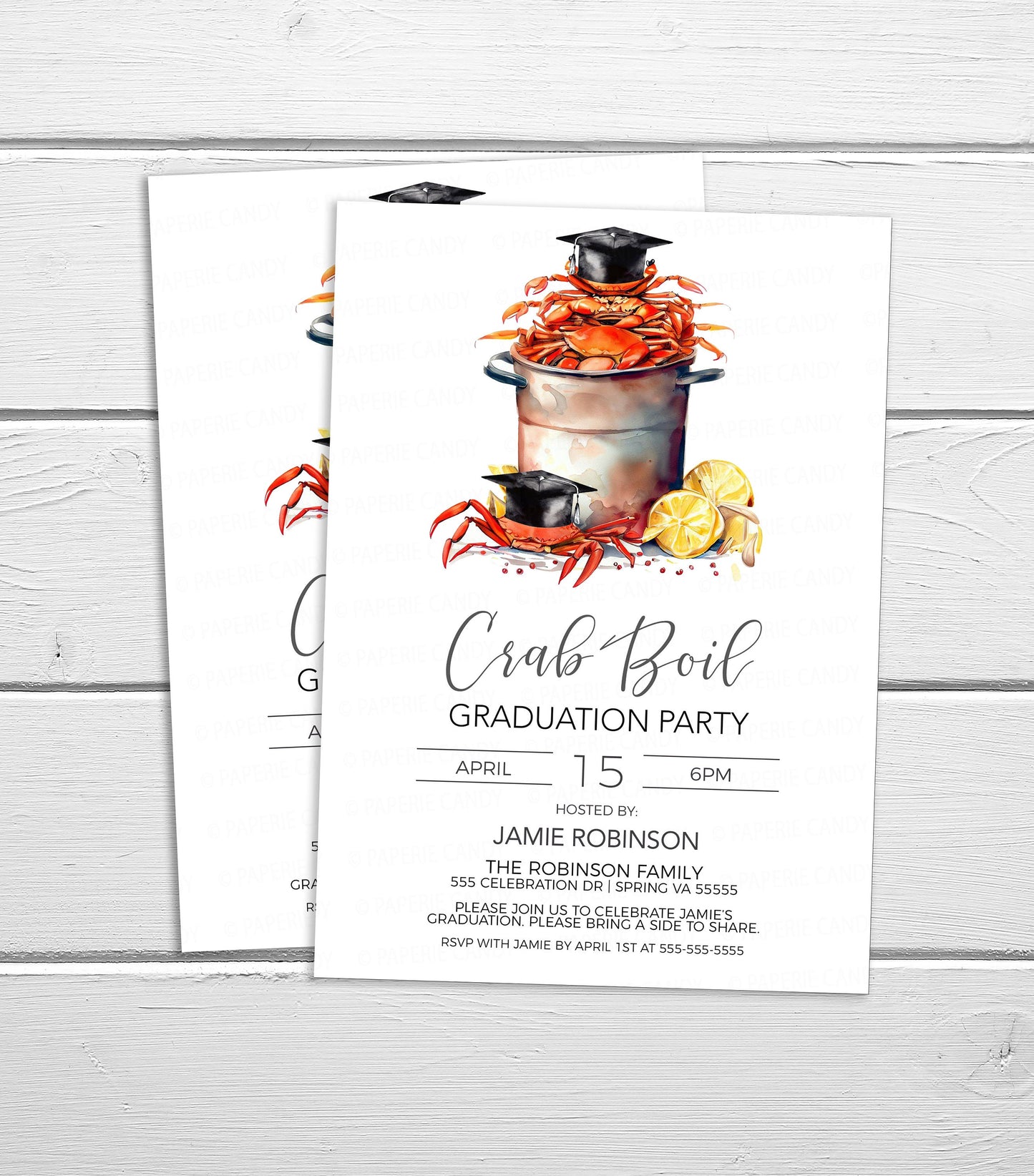 Crab Boil Graduation Invitation, Crab Boil Grad Invite, Crab Boil Graduation Party, High School Senior College, Editable Printable Template