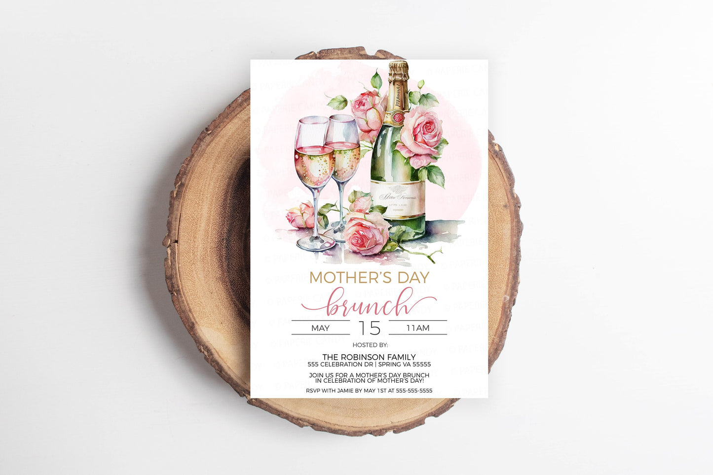 Mother's Day Invitation, Mother's Day Invite, Mimosa With Mom, Champagne Brunch Bubbly Lunch Dinner Party, Editable Printable Template