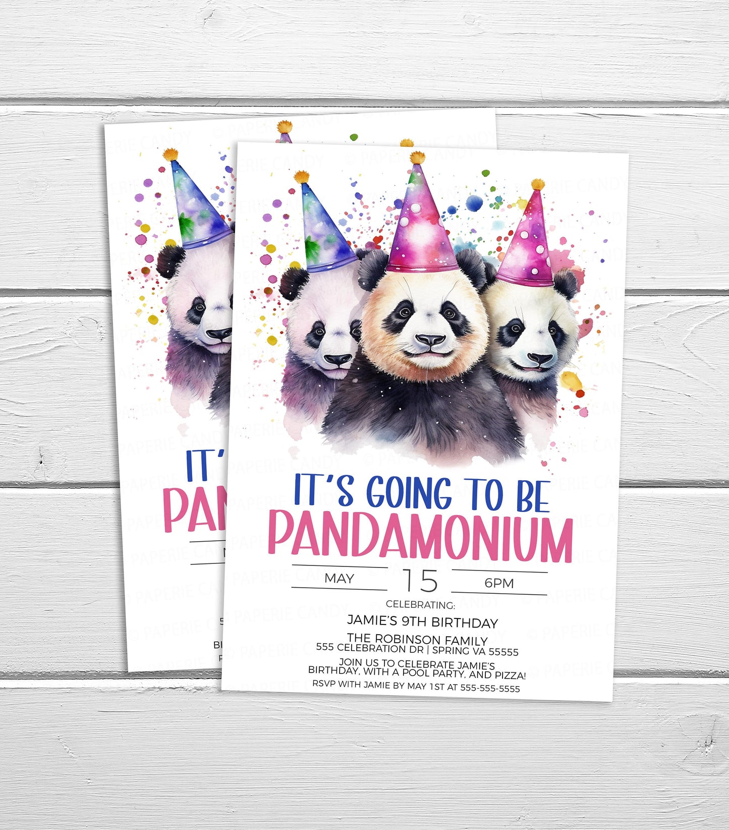 Panda Invitation, Panda Party Invite, Pandamonium Birthday Party, Let's Pawty, Calling All Pawty Animals, Editable Printable Template