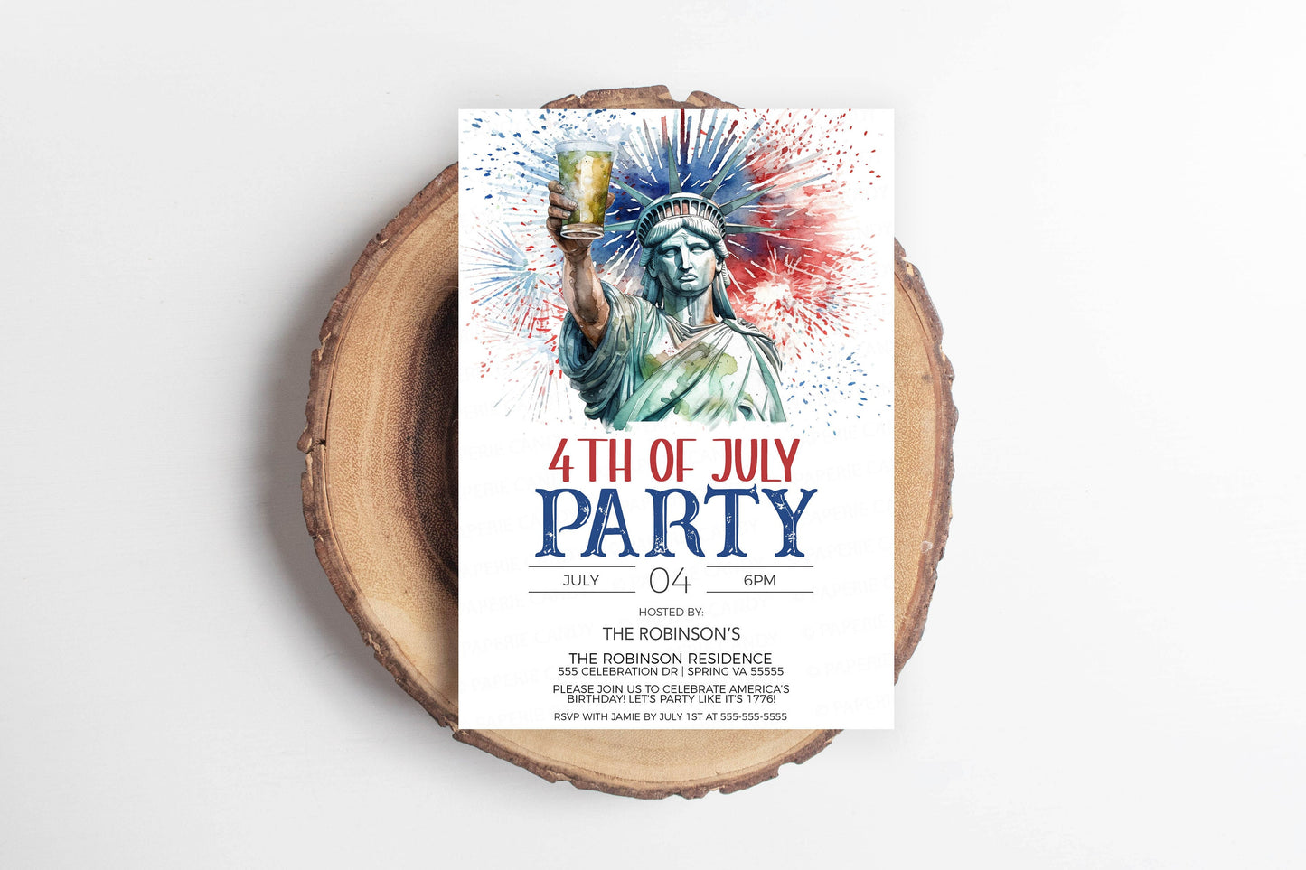 4th Of July Invitation, Independence Day Party Invite, Red White & Brews, July 4th BBQ Fireworks Beer Party, Editable Printable Template