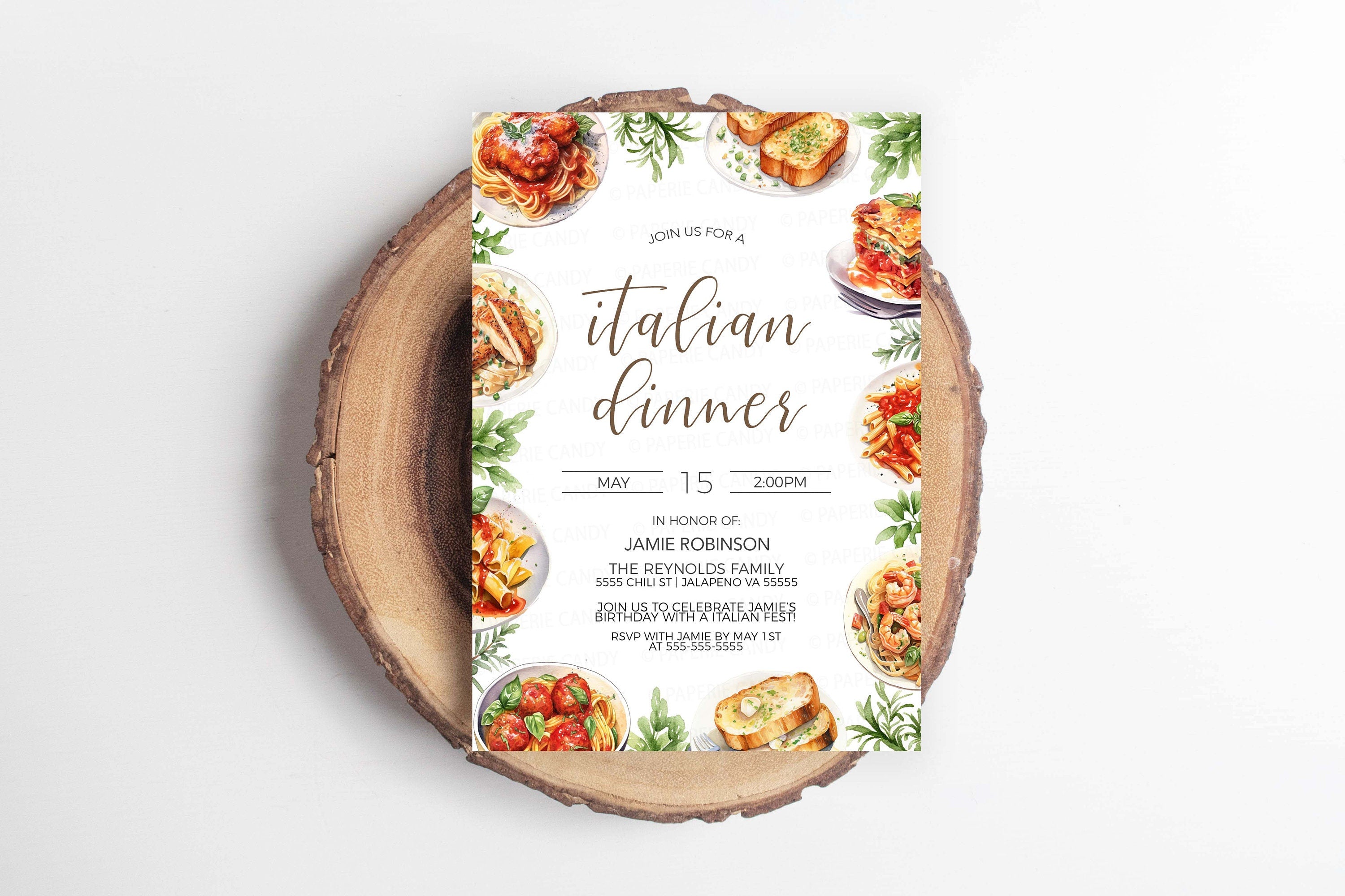 Italian Invite Italian Dinner Invitation, Italian Theme Invite, Pasta Dinner, Rehears ...
