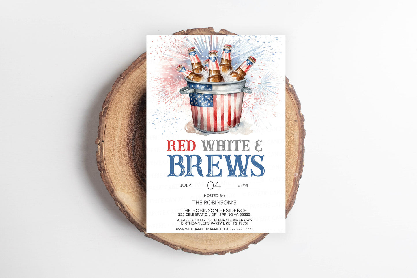 4th Of July Invitation, Red White & Brews Invite, Independence Day Party Invite, July 4th BBQ Beer Party, Editable Printable Template