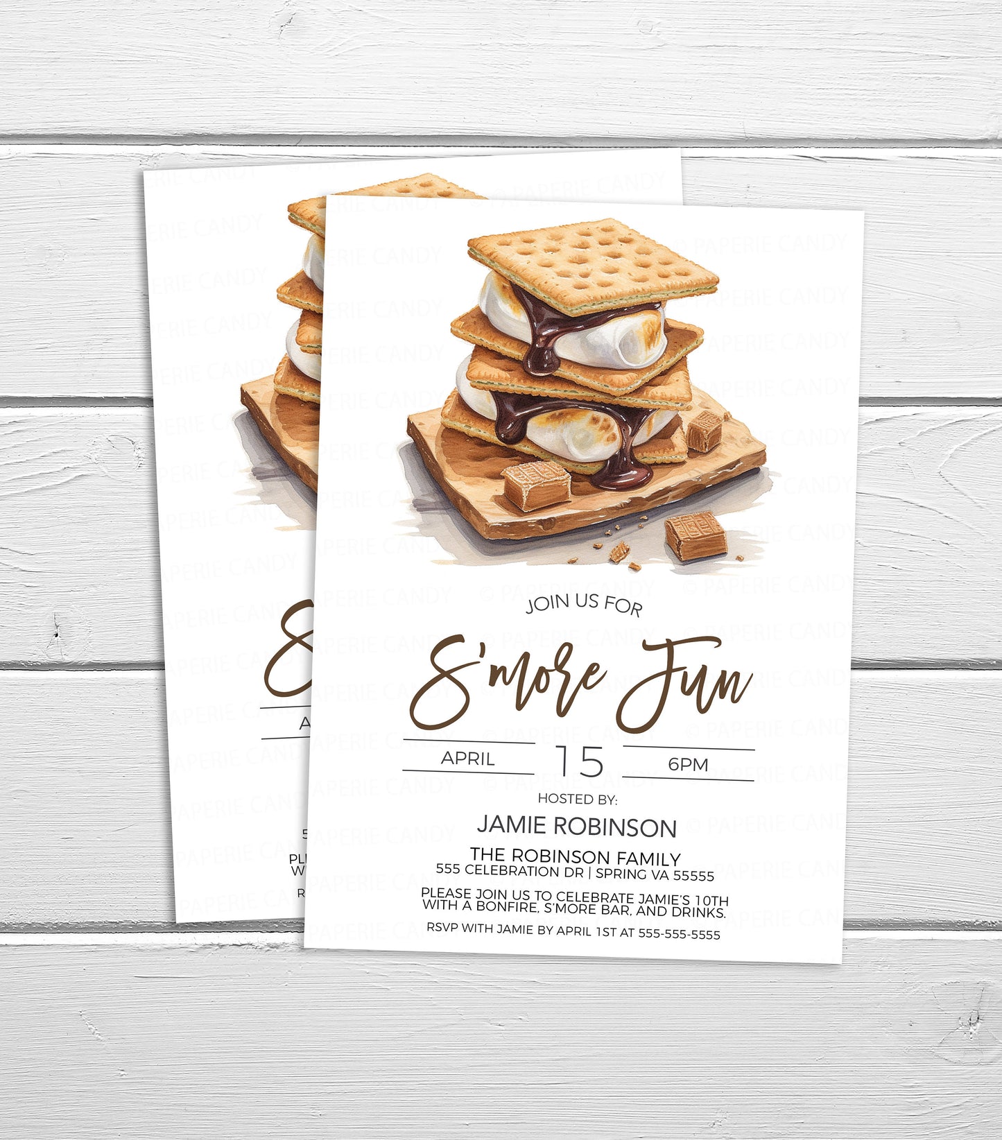 S'more Invitation, S'more Fun Invite, S'more Bar Party, Backyard Bonfire S'mores Party, S'more Fun Birthday, Campfire, Printable Editable