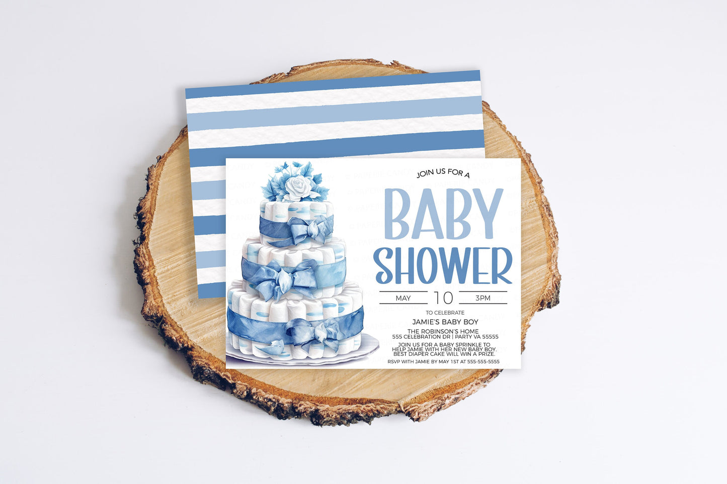 Blue Baby Boy Shower Invitation, Blue White Diaper Cake Baby Shower Invite, Diaper Baby Shower, Blue Baby Sprinkle, Editable Printable