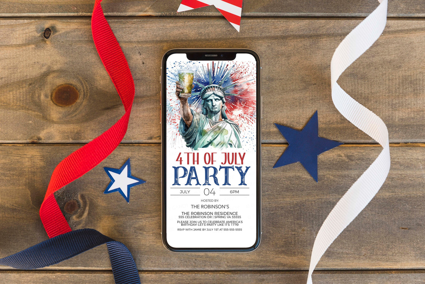 4th Of July Invitation, Independence Day Party Invite, Red White & Brews, July 4th BBQ Fireworks Beer Party, Editable Printable Template