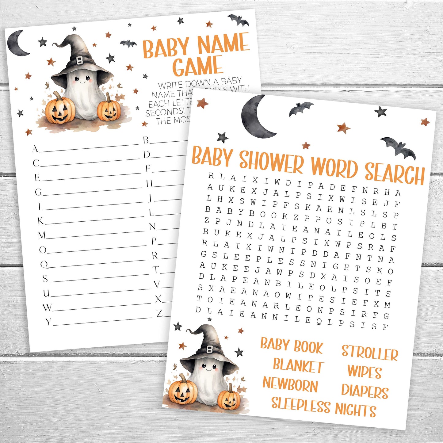 Halloween Baby Shower Games, 20 Printable Baby Shower Game, A Little Boo Is Due Games, Halloween Ghost Theme Baby Shower, Instant Download