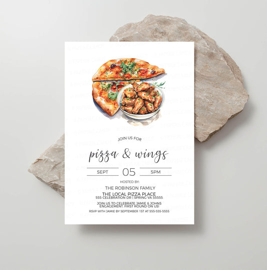 Pizza & Wings Invitation, Pizza Wings Invite, Couples Shower, Engagement Party, Rehearsal Dinner, Birthday, Retirement, Editable Printable