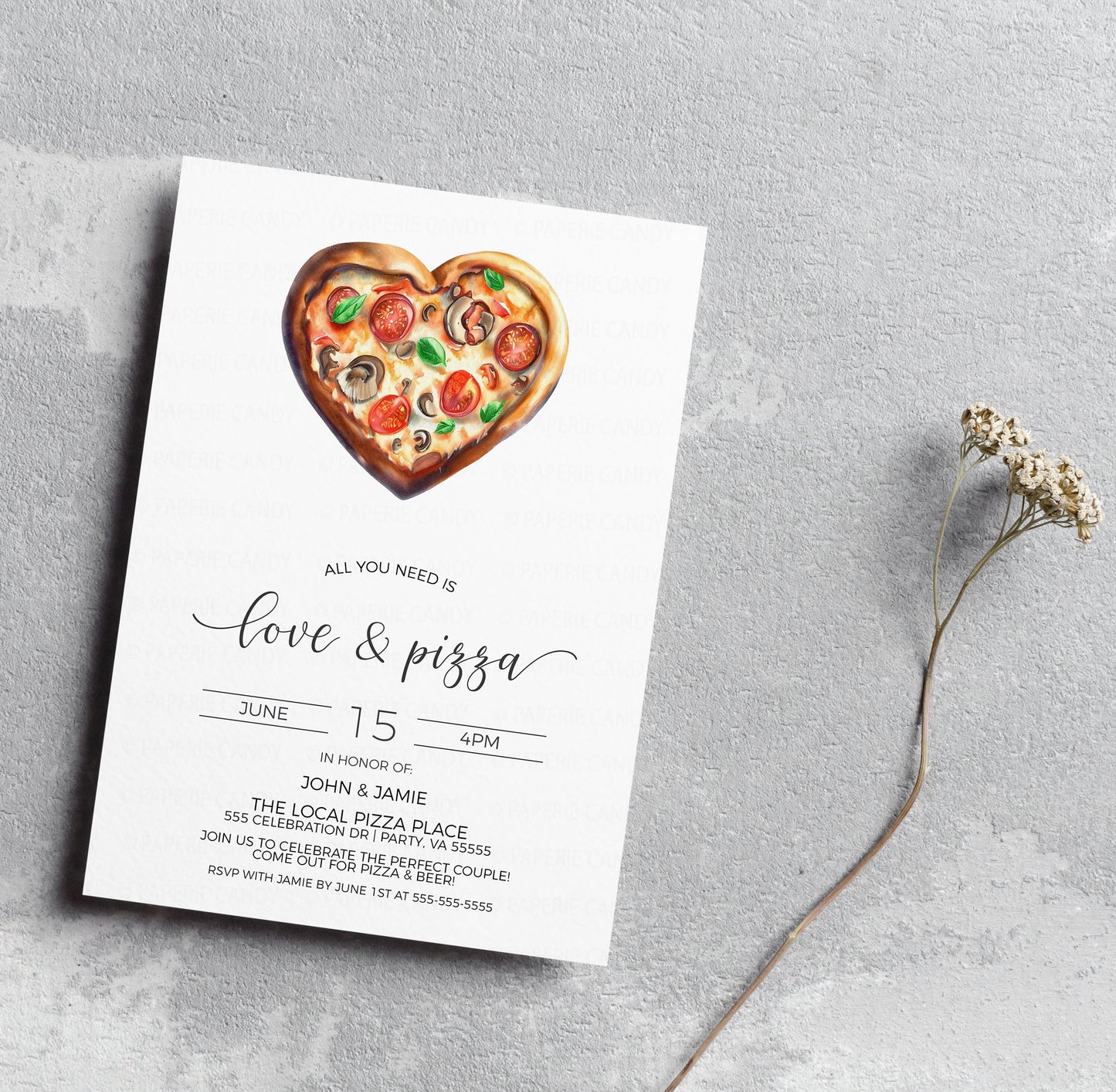 Love and Pizza Invitation, Pizza Wedding Rehearsal Dinner Invite, Pizza Engagement Party, Couples Pizza Shower, Editable Printable Template