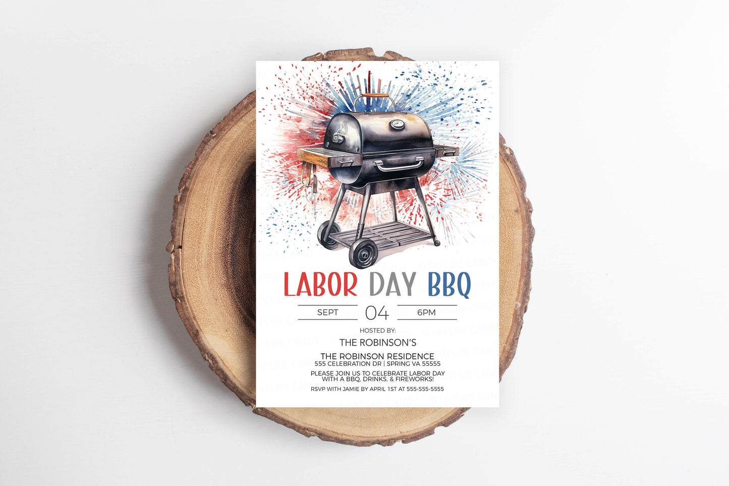 Labor Day BBQ Invitation, Labor Day BBQ Party Invite, Labor Day Cookout Fireworks, Memorial Day, 4th of July Veterans Day, Editable Template