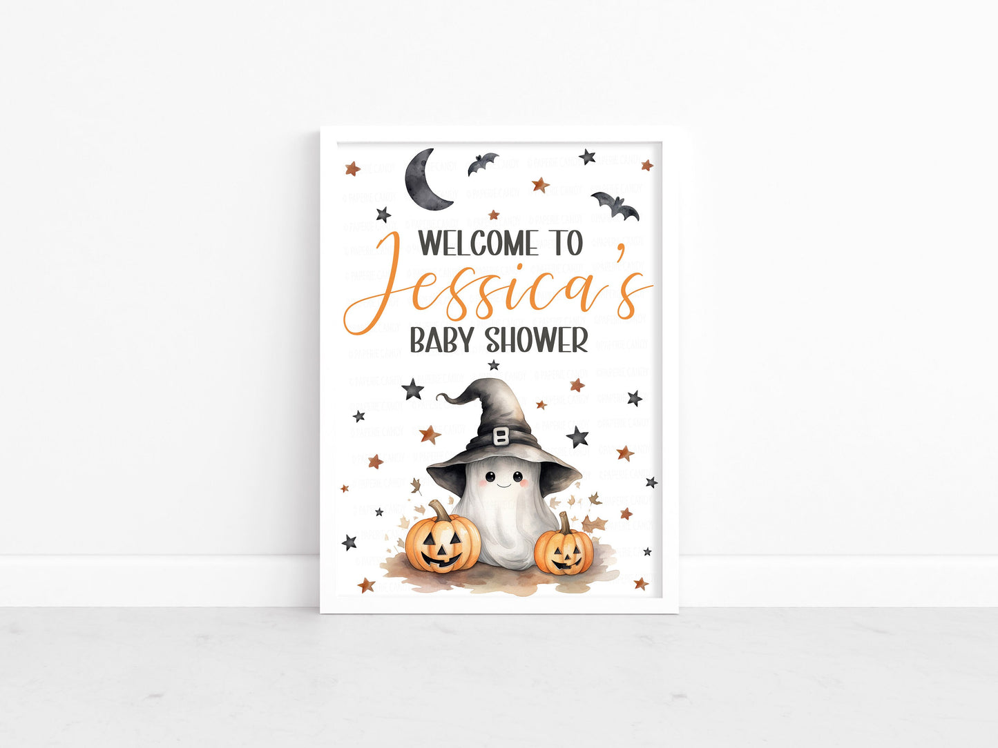 Halloween Baby Shower Welcome Sign, Editable Printable Halloween Baby Shower Sign, A Little Boo Is Almost Due Sign, Baby Ghost Theme