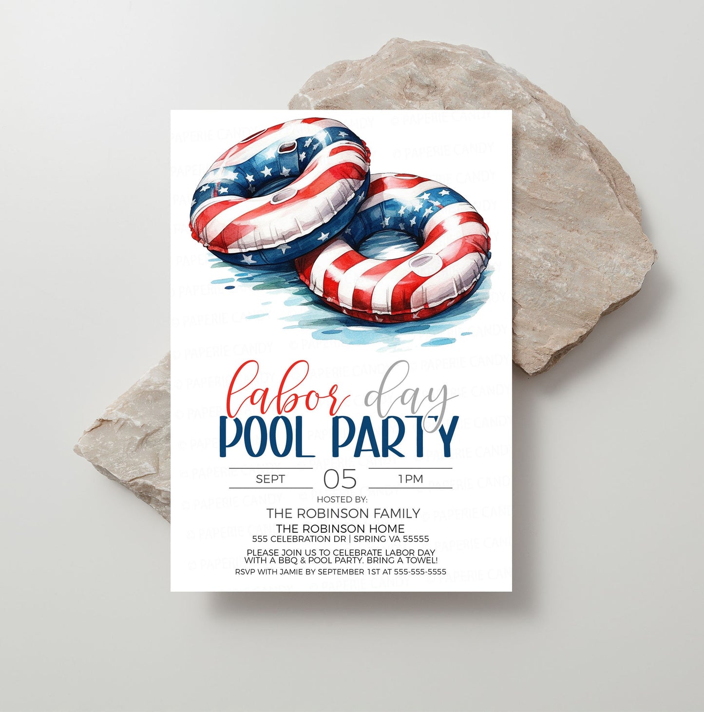 Labor Day Pool Party Invitation, Labor Day Pool Invite, Labor Day BBQ Fireworks Pool Party, Patriotic Pool Party Editable Printable Template