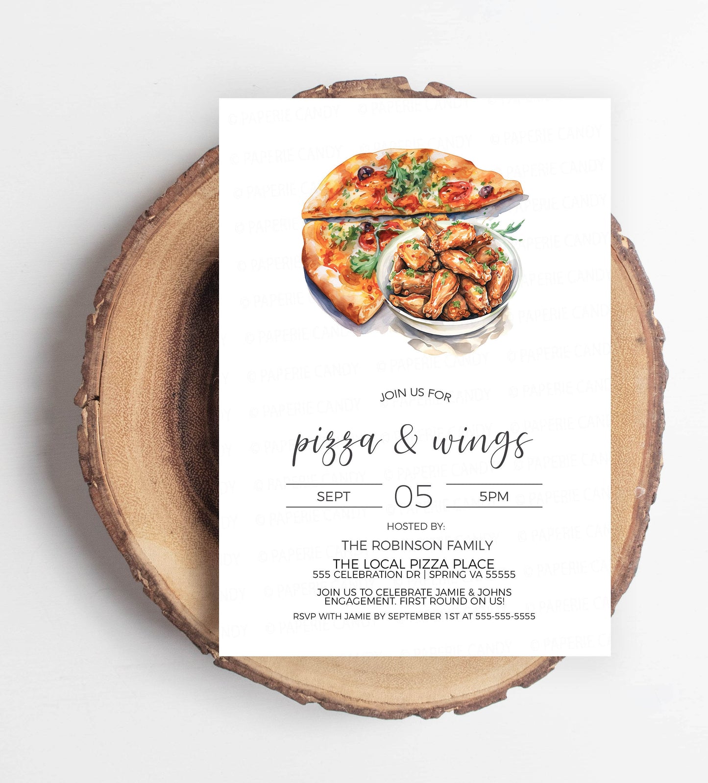 Pizza & Wings Invitation, Pizza Wings Invite, Couples Shower, Engagement Party, Rehearsal Dinner, Birthday, Retirement, Editable Printable