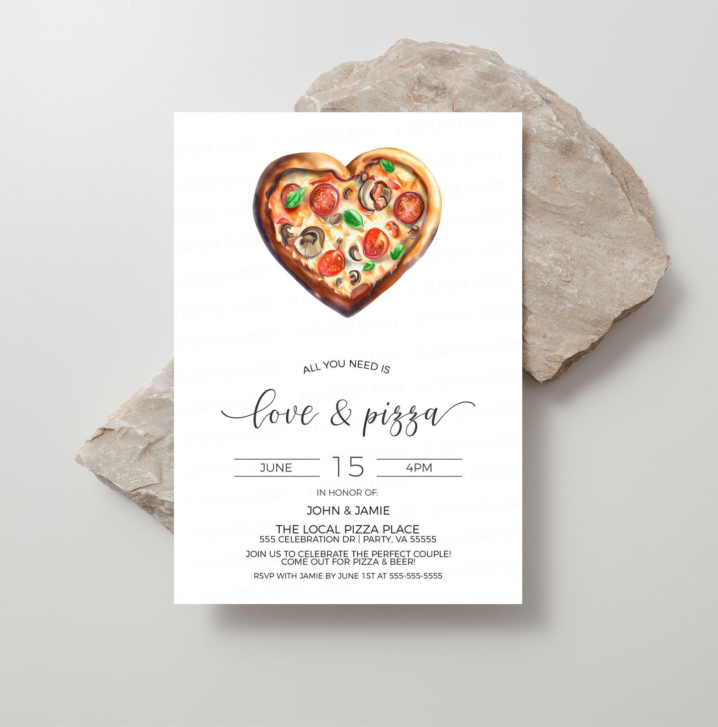 Love and Pizza Invitation, Pizza Wedding Rehearsal Dinner Invite, Pizza Engagement Party, Couples Pizza Shower, Editable Printable Template