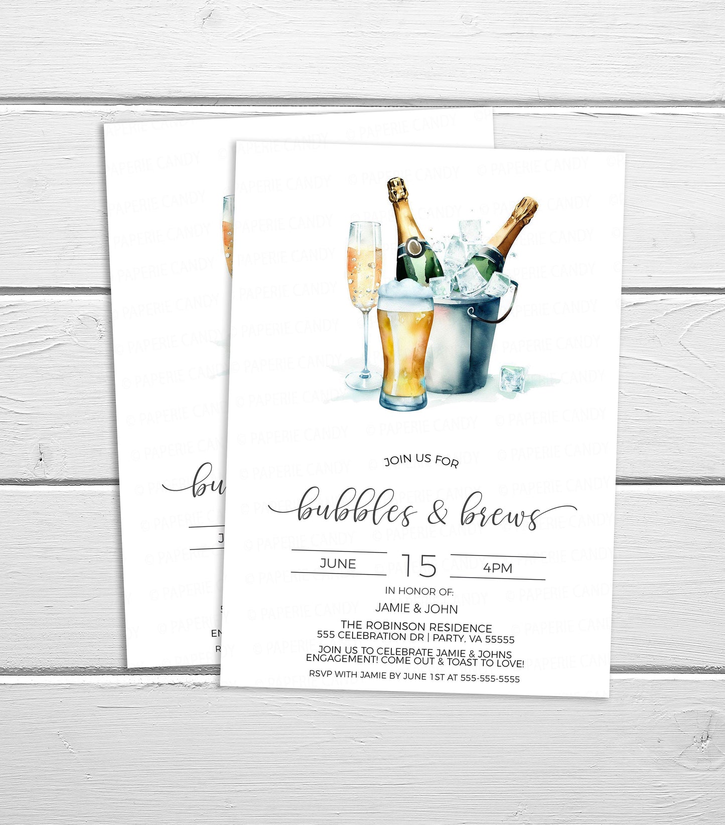 Bubbles And Brews Invitation, Champagne Beer Wedding Rehearsal Dinner Invite, Engagement Party, Couples Shower, Editable Printable Template