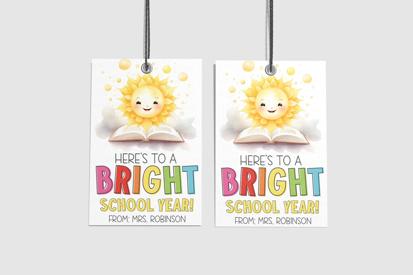 Back To School Gift Tags, Here's To A Bright School Year, Welcome Back First Day, Marker Pen Pencil Highlighter Supplies, Printable Template