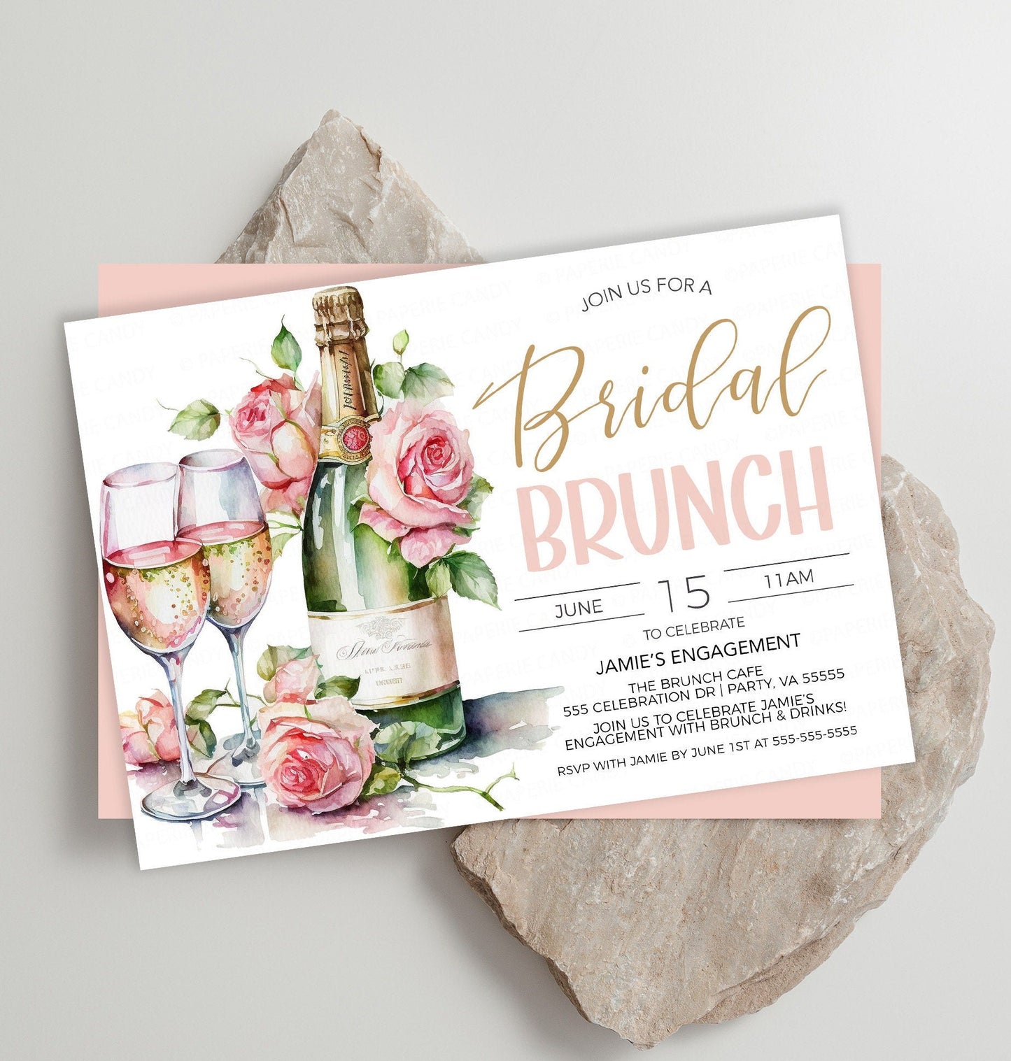 Bridal Brunch Invitation, Engagement Brunch Invite, Brunch Champagne Bridal Shower, Wedding Rehearsal Brunch, Editable Printable Template