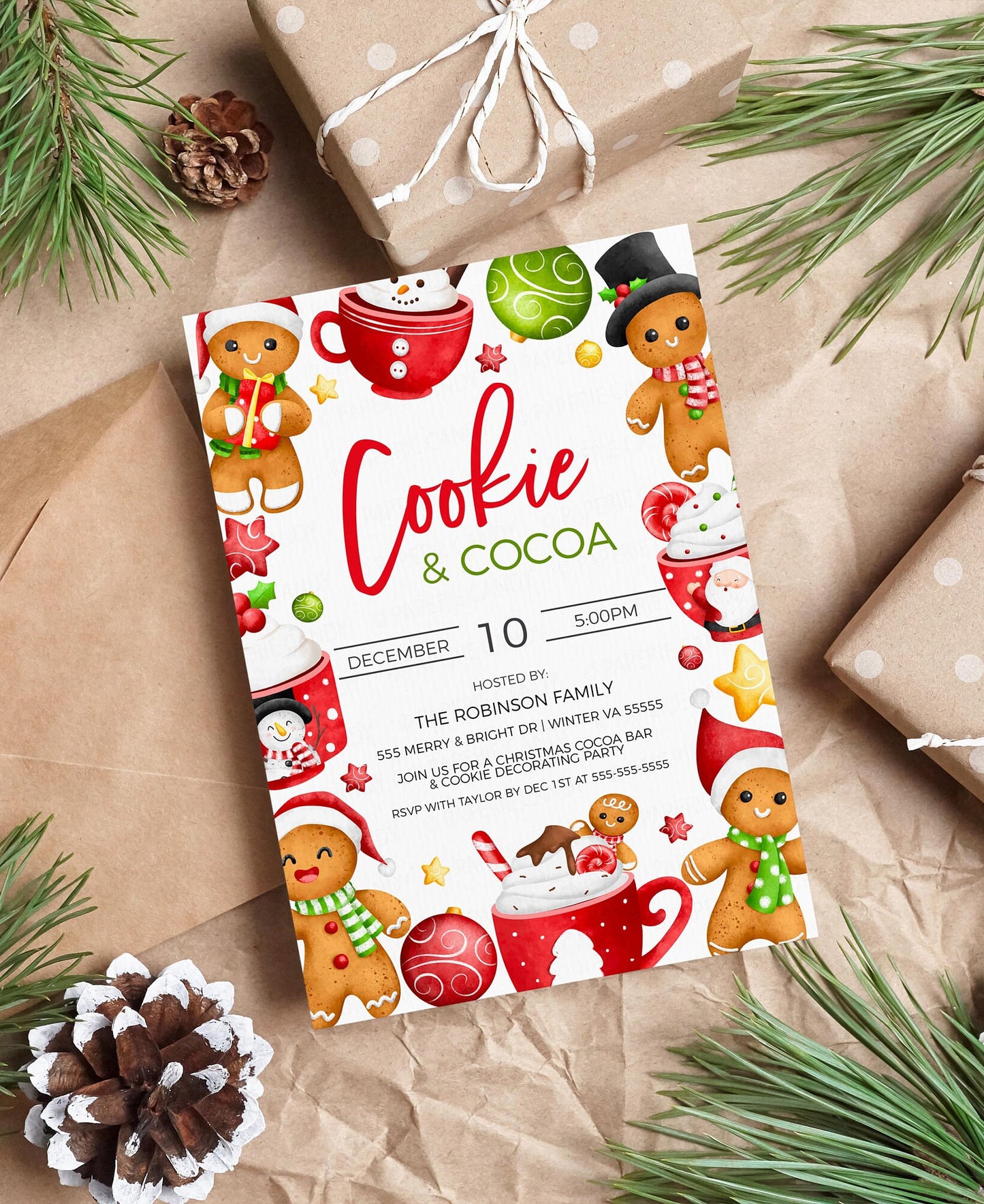 Editable Cookies & Cocoa Party Invitation, Cookie Decorating Party Invite, Hot Chocolate Bar, Cookie Cocoa Birthday Party Printable Template