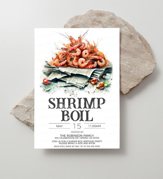 Shrimp Boil Invitation, Shrimp Boil Invite, Shrimp Boil Birthday, Shrimp Beer Boil, Boiled Shrimp Fundraiser, Editable Printable Template
