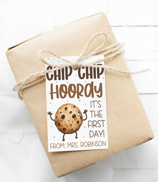 Back To School Cookie Gift Tags, Chip Chip Hooray, Welcome Back First Day, Chocolate Chip Cookies, Cookie Snack Bag, Printable Template