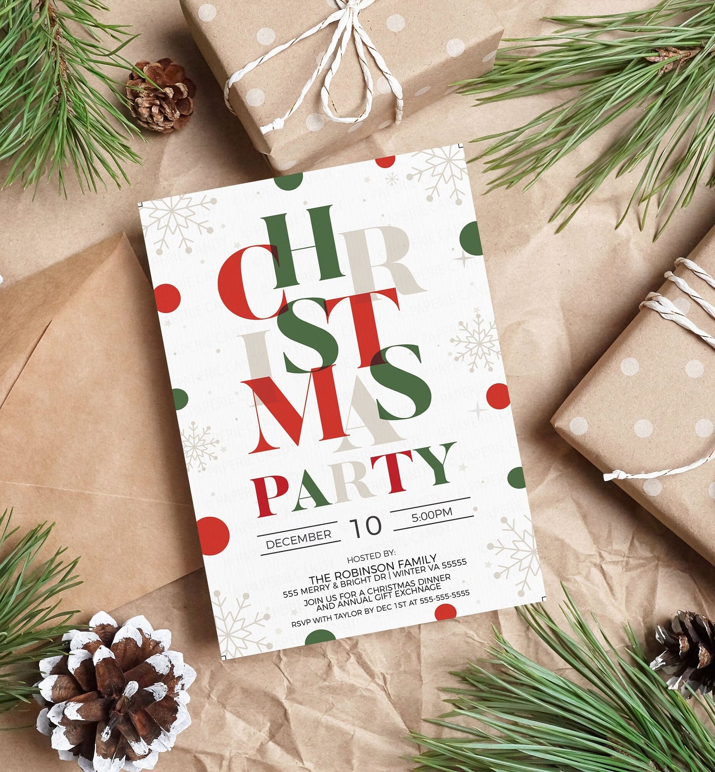 Christmas Party Invitation, Editable Holiday Invite, Secret Santa White Elephant, Business Company Staff Lunch Dinner Appreciation Printable