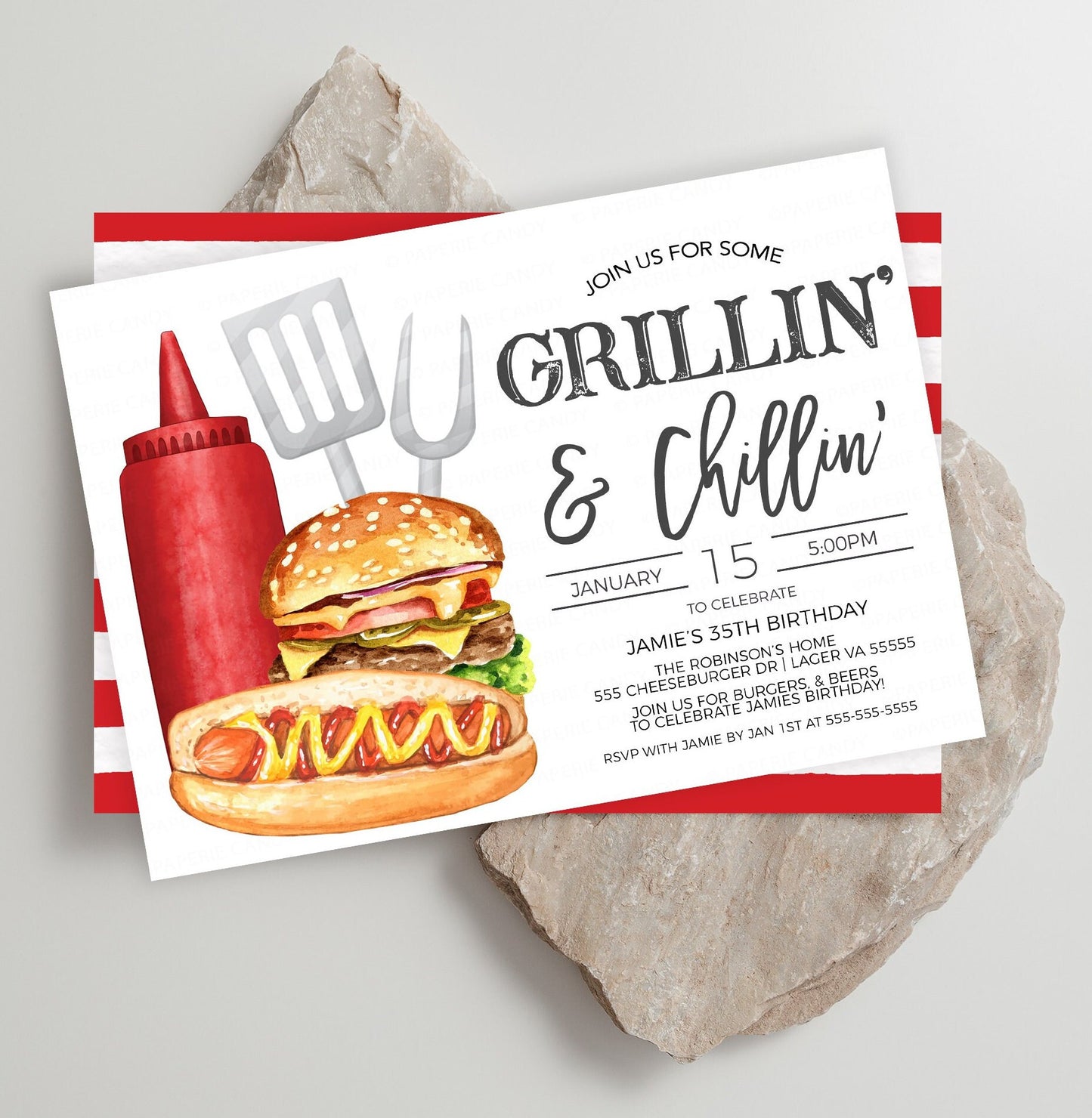 Grillin' And Chillin' Invitation, BBQ Barbeque Invite, Burgers Beer Grilling Cookout Barbecue, Memorial Day, Labor Day, 4th Of July Template