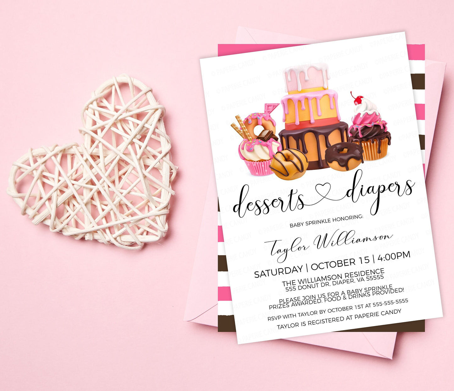 PRINTABLE Baby Shower Invitation, Diapers & Donuts