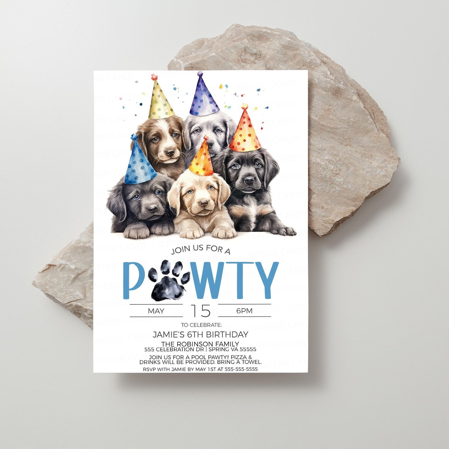 Puppy Invitation, Puppy Pawty Invite, Puppy Dog Birthday Party, Let's Pawty, Calling All Pawty Animals, Editable Printable Template