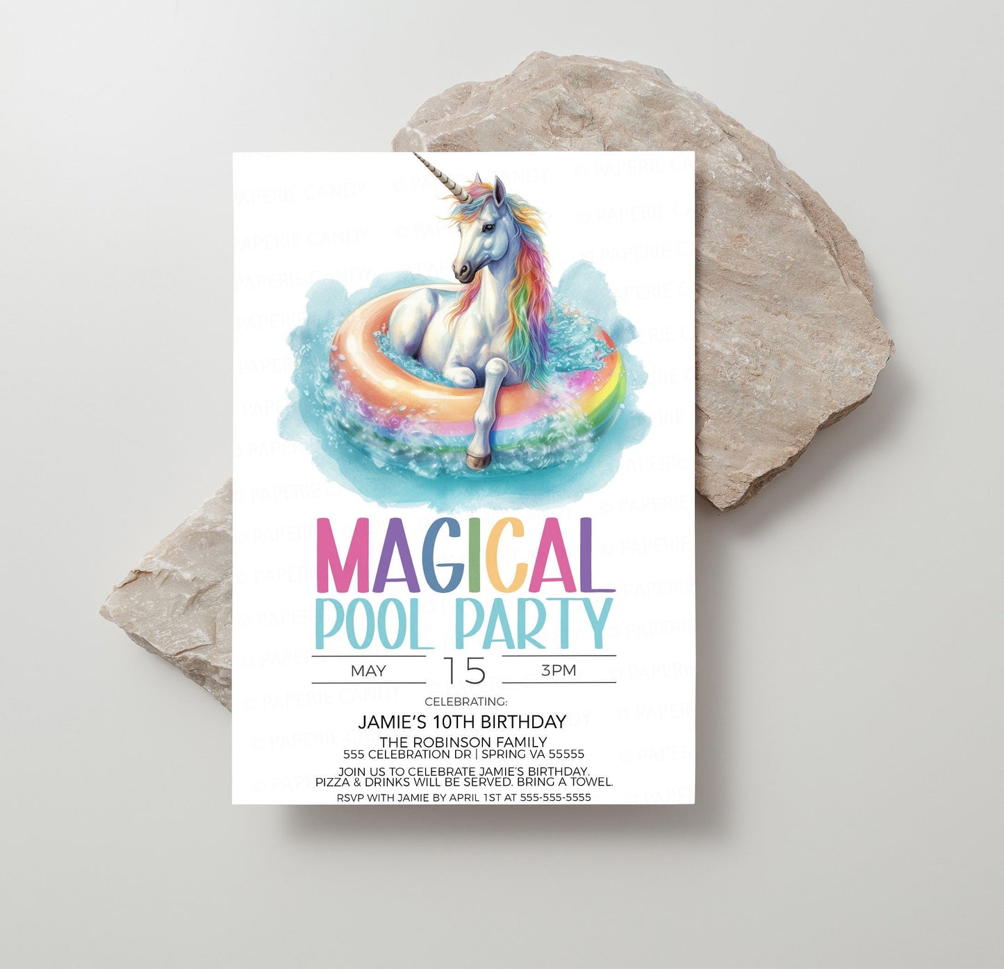 Unicorn Pool Party Invitation, Unicorn Water Park Invite, Unicorn Splash Bash Party, Pool Birthday, End Of School Party, Editable Printable