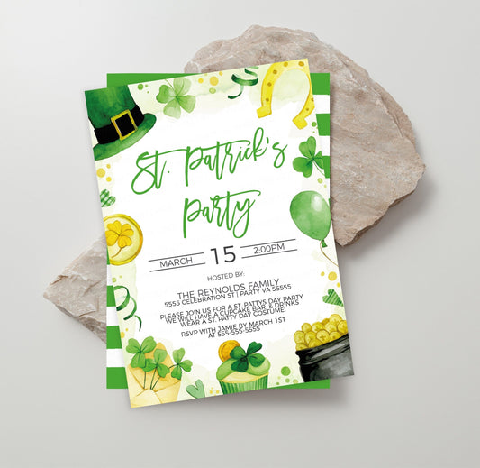 St Patricks Day Party Invitation, St Patty Birthday Invite, Saint Patrick's Day Brunch Lunch Dinner Party, Appreciation Event, Printable