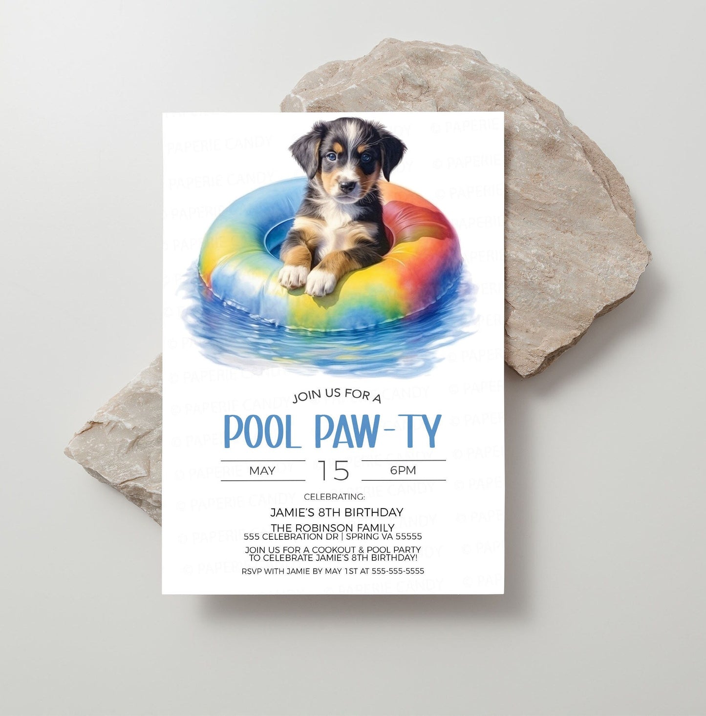 Dog Pool Party Invitation, Puppy Pawty Invite, Puppies Dogs Birthday Party, Let's Pawty, Calling All Pawty Animals, Editable Printable