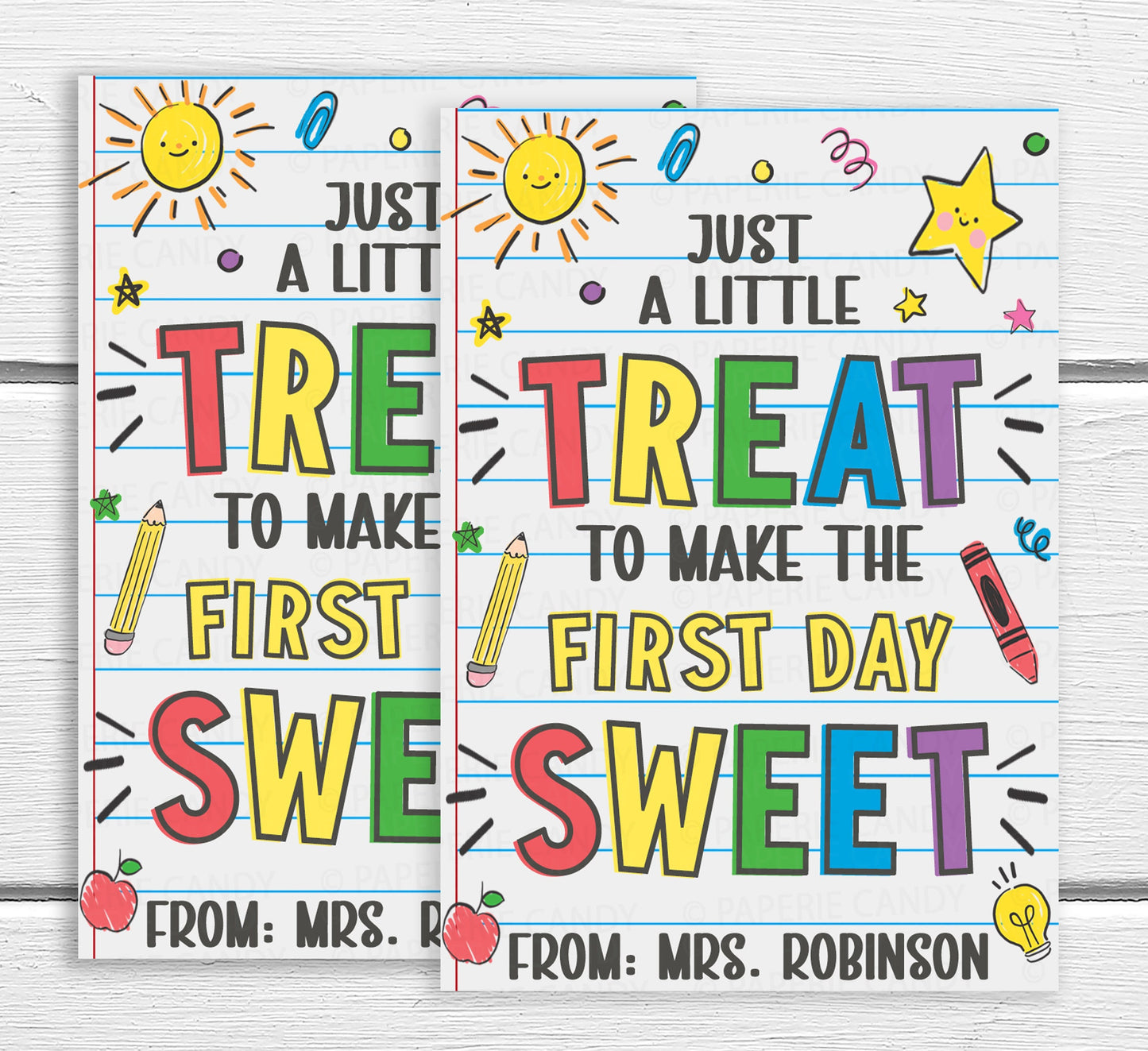 Back To School Gift Tags, Just A Little Treat To Make The First Day Sweet, Welcome Back First Day Of School, Editable Printable Template