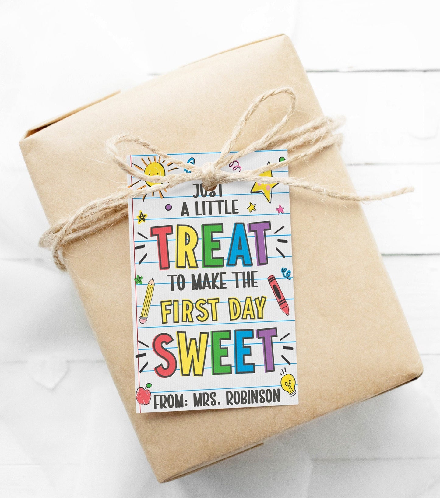 Back To School Gift Tags, Just A Little Treat To Make The First Day Sweet, Welcome Back First Day Of School, Editable Printable Template