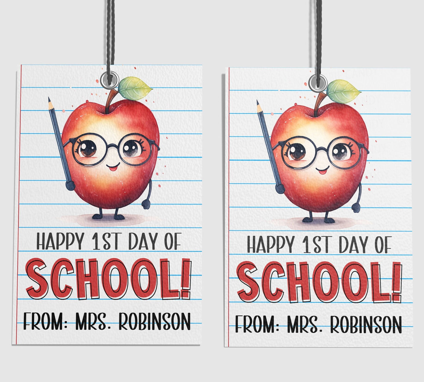 First Day Of School Gift Tag, Welcome Back To School Tags, Happy 1st Day Gift For Teachers Students Classroom Classmates, Printable Editable