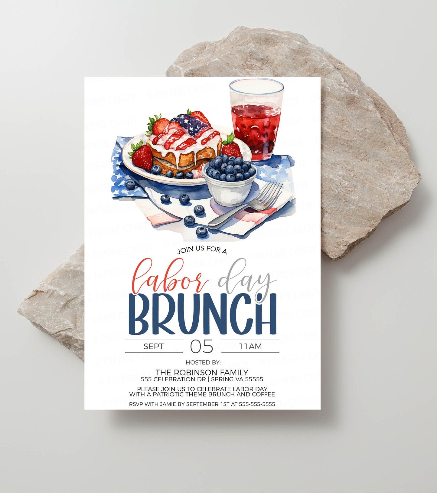 Labor Day Brunch Invitation, Labor Day Lunch Invite, Labor Day Lunch, Patriotic Brunch Lunch, Red White Blue, Editable Printable Template