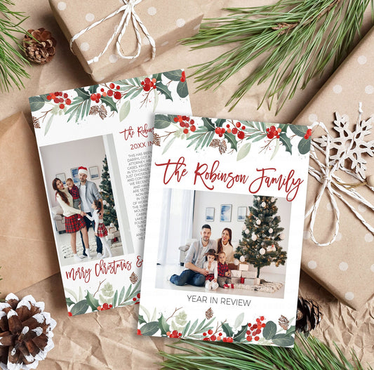 Christmas Newsletter Year In Review Template, Annual Family Christmas Holiday Letter, All About Our Year, Christmas Card Digital Template