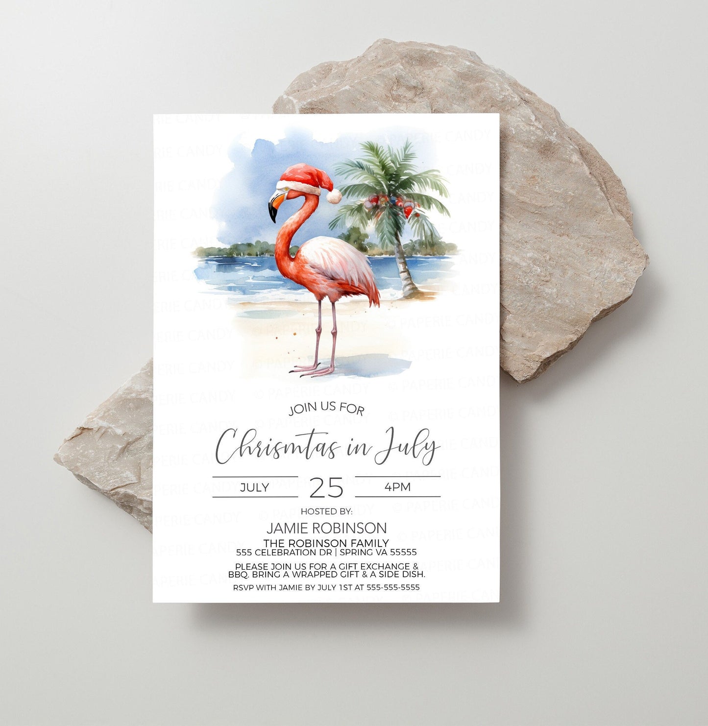Christmas In July Invitation, Christmas In Summer Invite, Summer Santa Party, Beach Tropical Christmas, Editable Printable Template