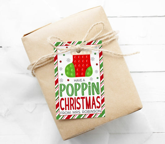 Christmas Pop Fidget Toy Gift Tag, Have A Poppin Christmas, Gift For Classmates Students, Winter Break Gift, Stocking Stuffer Toy, Printable