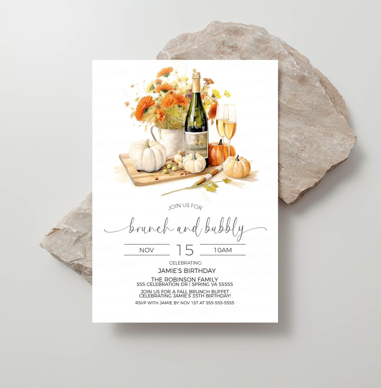 Fall Bridal Brunch & Bubbly Invitation, Autumn Engagement Brunch Invite, Morning After Wedding, Champagne Bridal Shower, Wedding Rehearsal