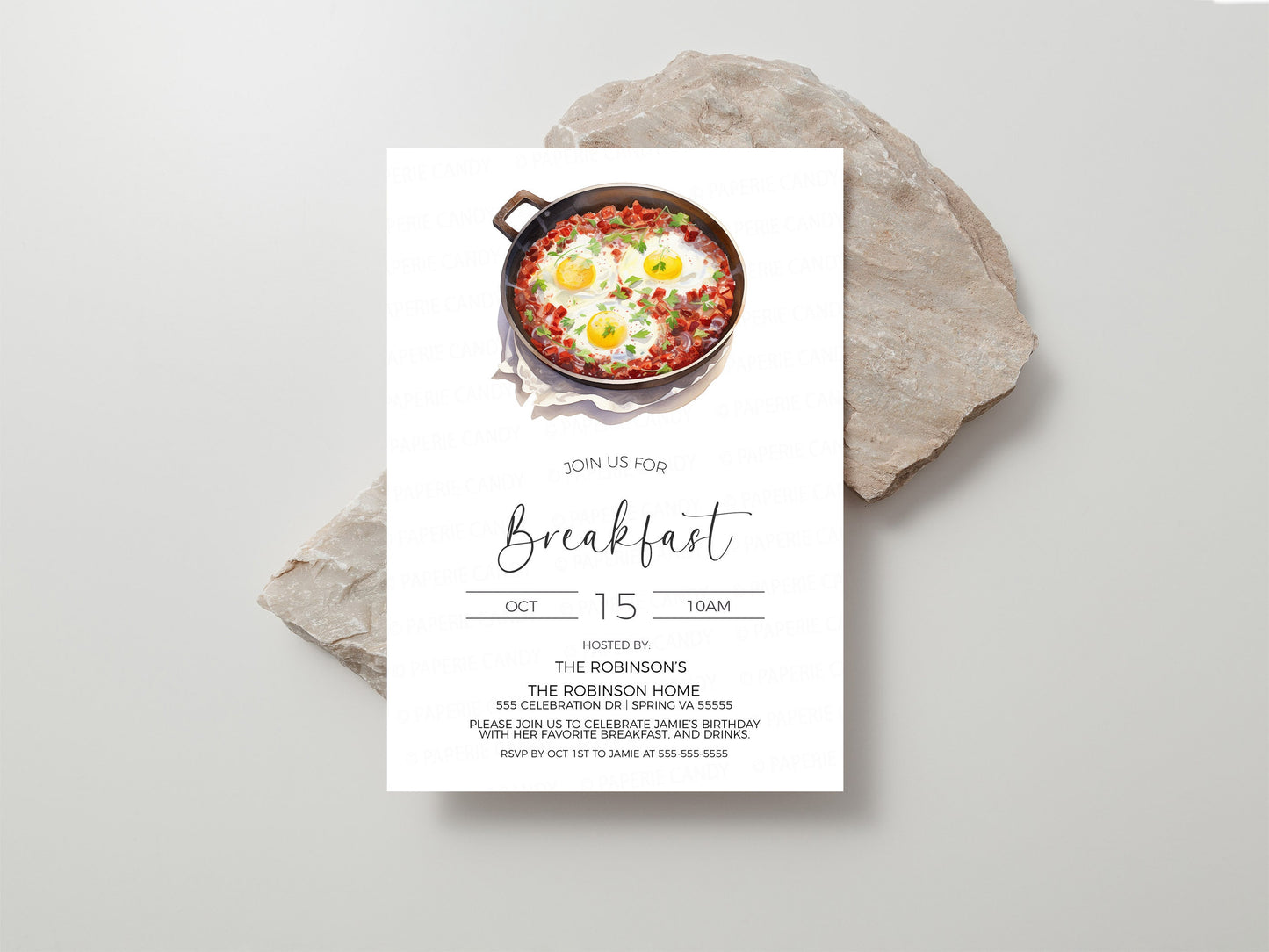 Breakfast Invitation, Breakfast Invite, Huevos Rancheros, Shakshouka, Eggs In Purgatory, Birthday Party, Retirement, Editable Printable