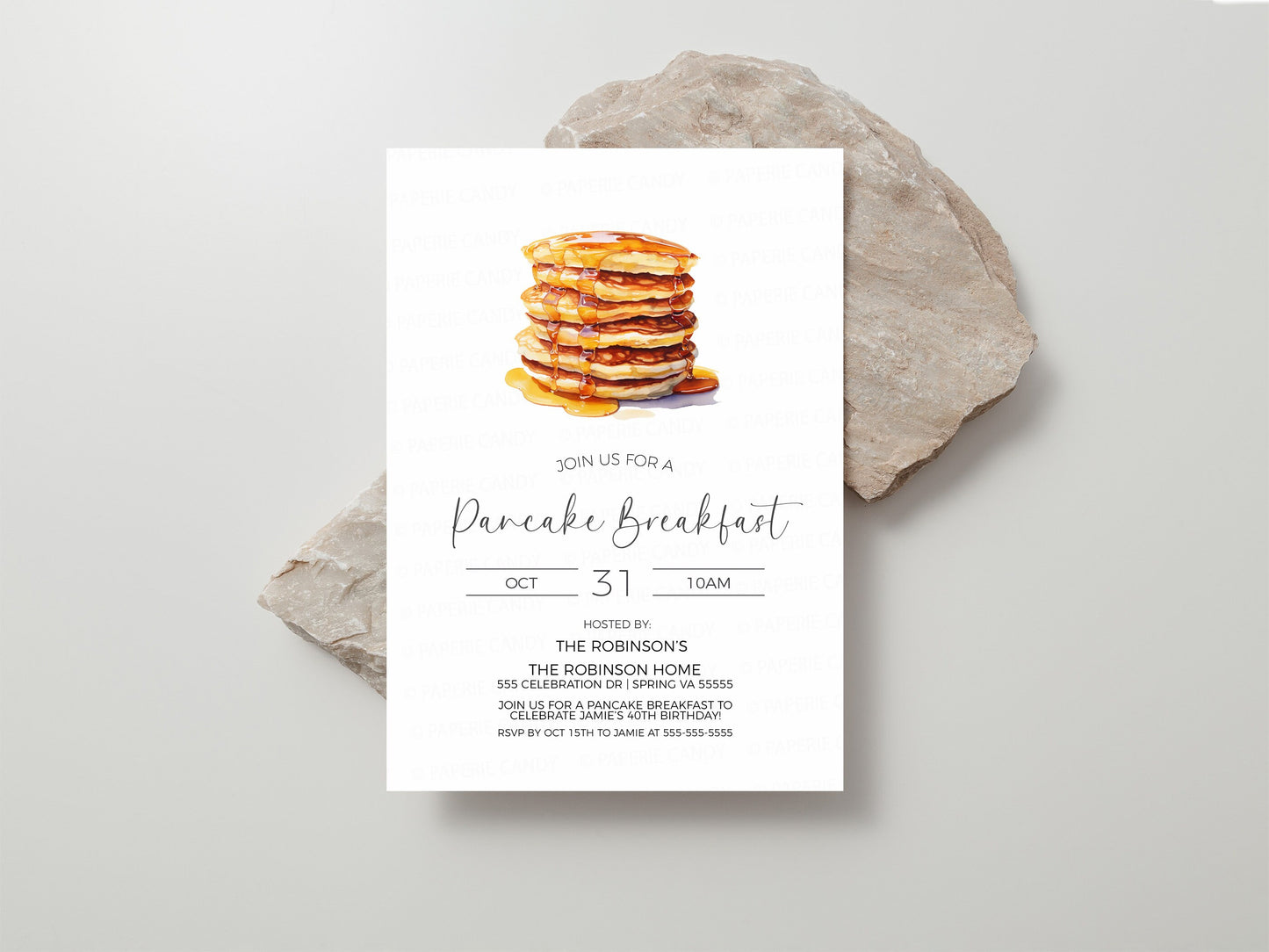 Pancake Invitation, Breakfast Invite, Rise & Shine It's Breakfast Time, Birthday Party Invite, Appreciation Breakfast, Editable Printable