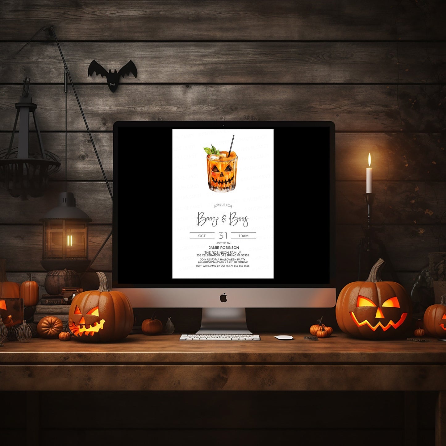 Halloween Booze And Boos Invitation, Cocktail Costume Party Invite, Costume Contest, Lunch Dinner, Happy Hour Adult Party, Digital Editable