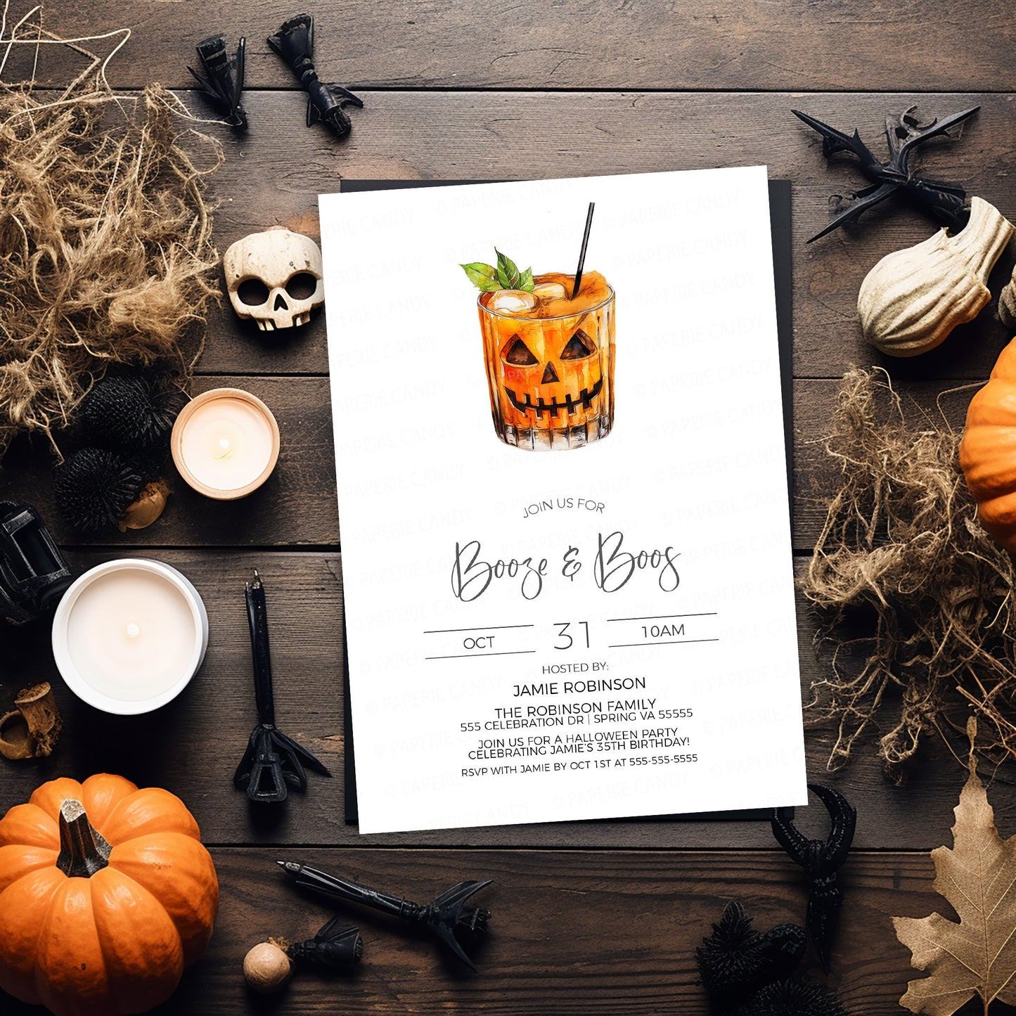 Halloween Booze And Boos Invitation, Cocktail Costume Party Invite, Costume Contest, Lunch Dinner, Happy Hour Adult Party, Digital Editable