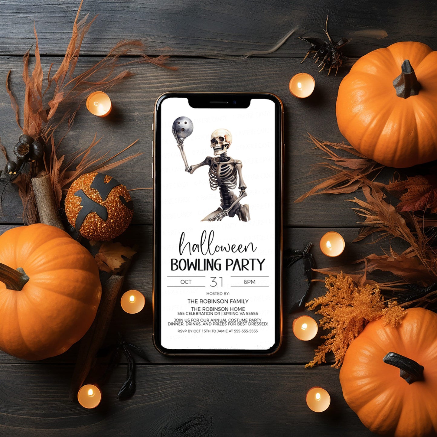 Halloween Bowling Party Invitation, Halloween Bowling Costume Party Invite, Birthday Night, Bowling Tournament, Cosmic Bowling, Digital
