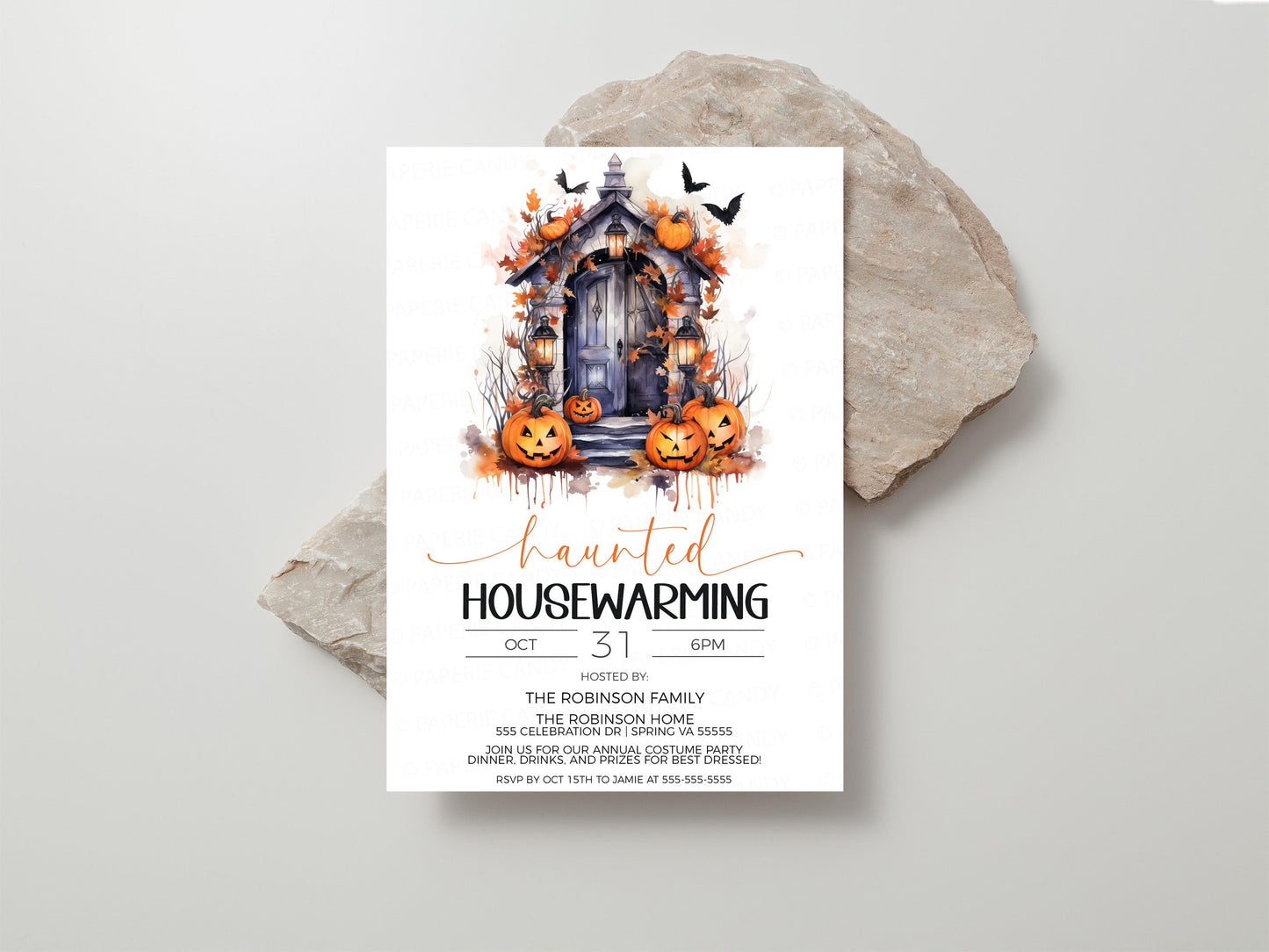 Halloween Haunted Housewarming Invitation, New Home Halloween Invite, Autumn Fall Costume Party, Address Change, Editable Printable Template