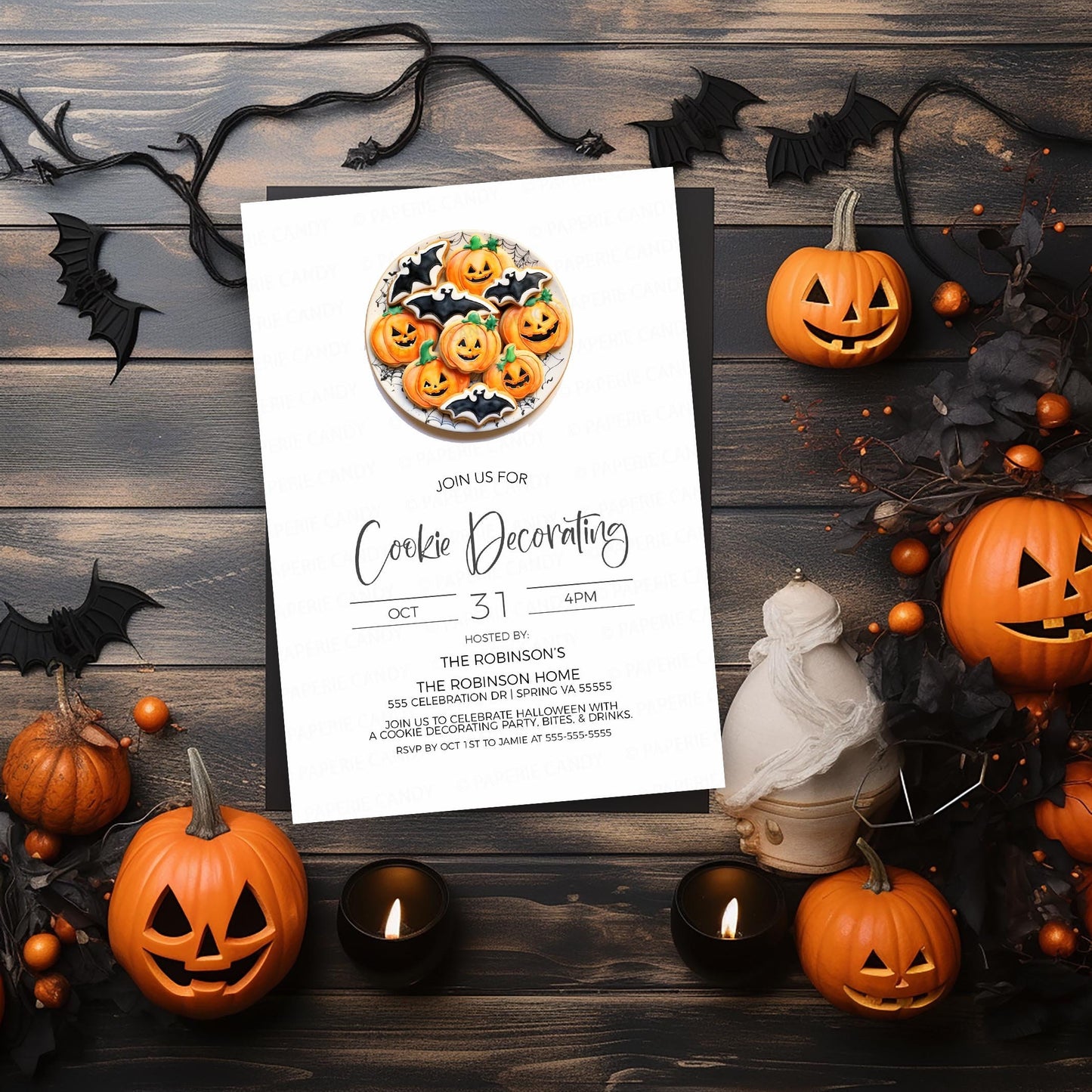 Halloween Cookie Decorating Party Invitation, Cookie Decorating Contest Invite, Kids Birthday Party, Family Fun Event, Editable Printable