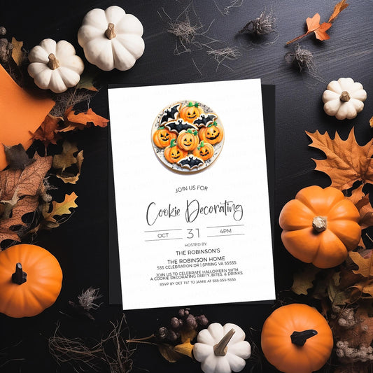 Halloween Cookie Decorating Party Invitation, Cookie Decorating Contest Invite, Kids Birthday Party, Family Fun Event, Editable Printable